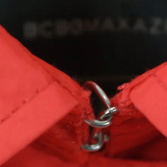 BCBGMAXAZRIA Size XS Poppy Red Short Trench Coat with Skirted Detail - Picture 7 of 12